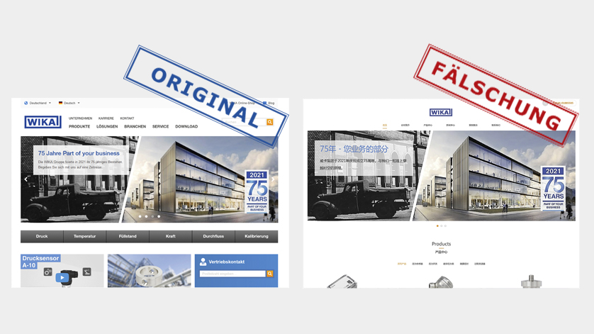 Skrupellos: Fälschung der Webseite von WIKA China