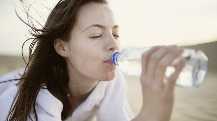 woman with water bottle