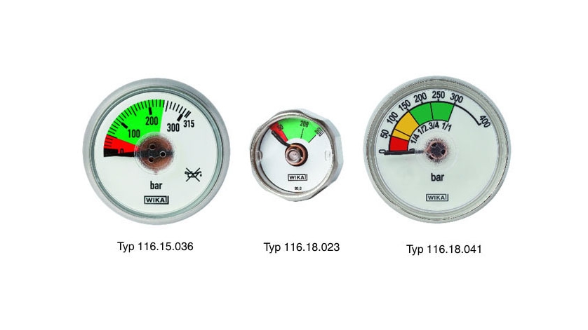 three different Pressure gauges