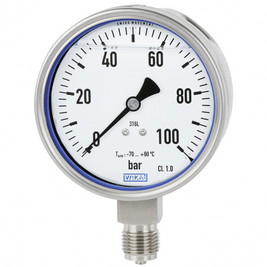 Modelo PG23LT de WIKA: un manómetro de tubo Bourdon especialmente diseñado para temperaturas ambiente de hasta -94°F (-70°C).