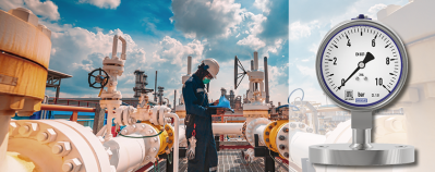 In process plants handling flammable, explosive, or particularly valuable media, pressure gauges with fully welded connection flanges offer an effective and safe solution.