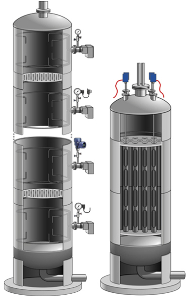 Biofuels and e-fuels are produced in fixed-bed and Fischer-Tropsch tubesheet reactors. Multipoint thermocouples monitor the temperature in both cases. 