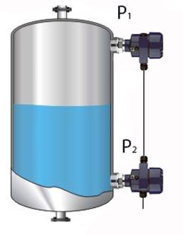 Transmissor de pressão diferencial configurado para medir o nível dentro de um tanque