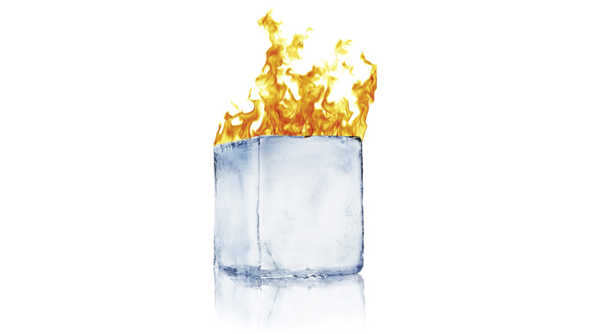 ice block on fire