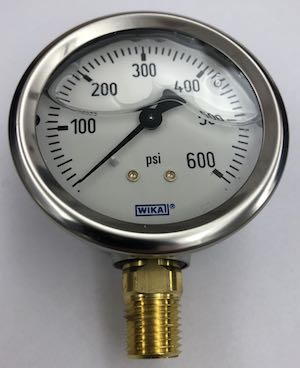 Pressure gauge with air bubble in a