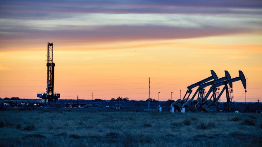 Gas Drilling Rig at Sunset