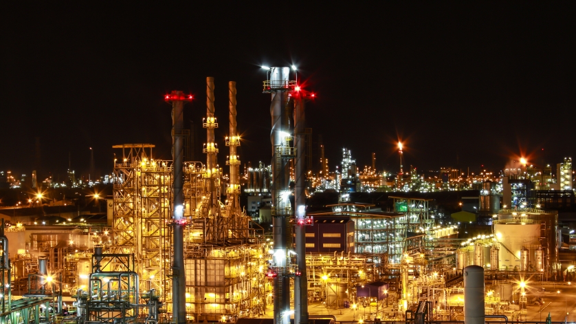 Night Scene of Chemical Plant